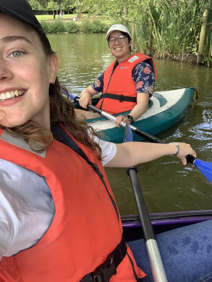 Andrew and Becky kayaking.