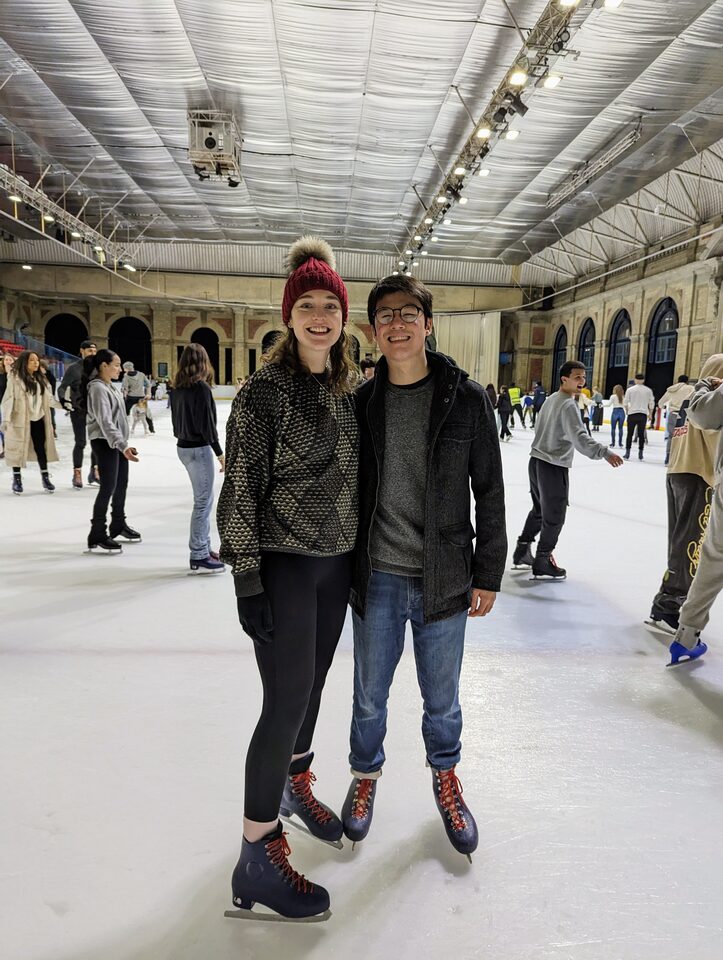 Andrew and Becky skating.